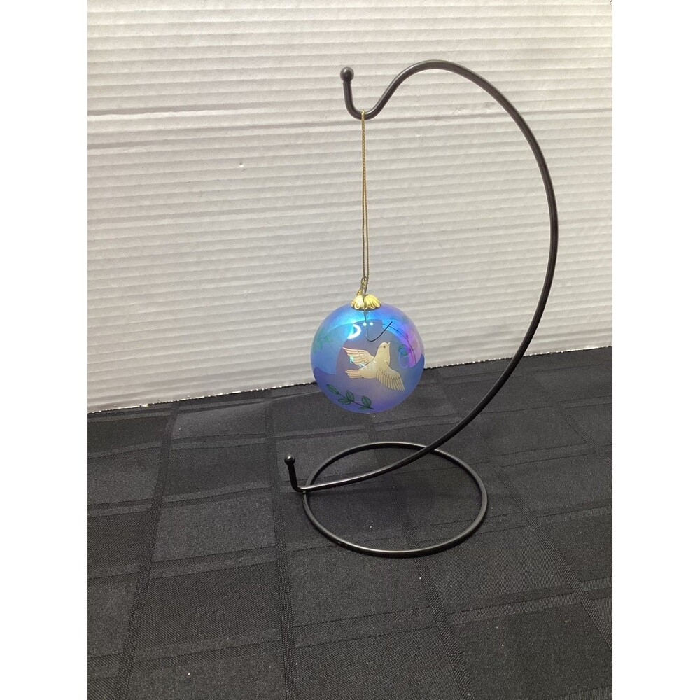 Pier One Blue iridescent Dove Round Christmas ornament